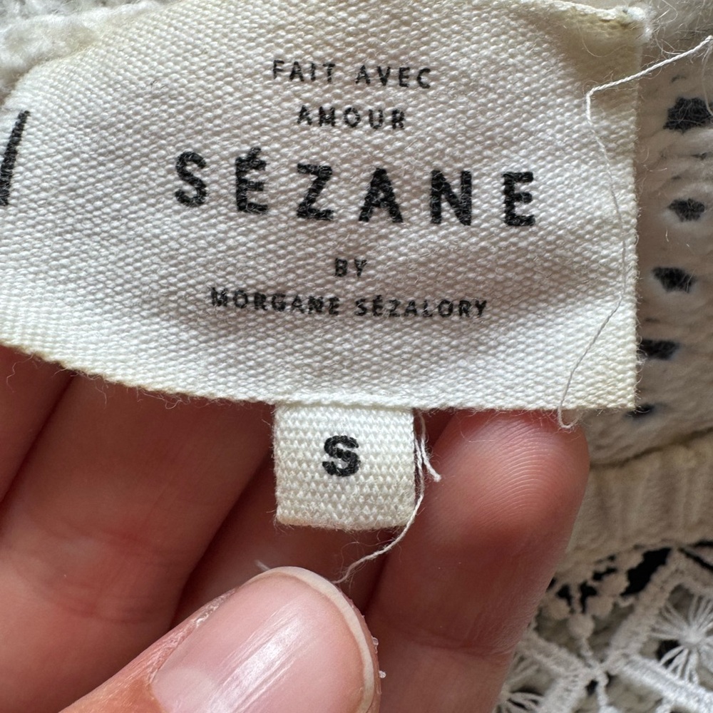 Sézane White Lace Top